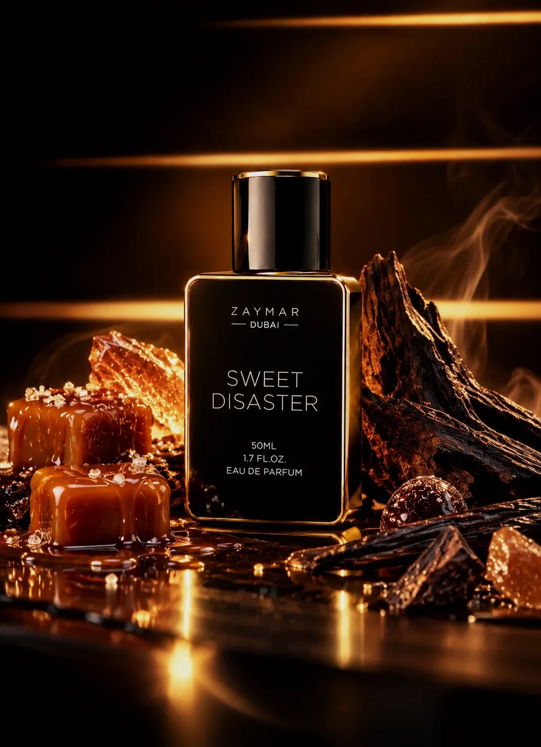 Sweet Disaster among salted caramel, oud wood and vanilla